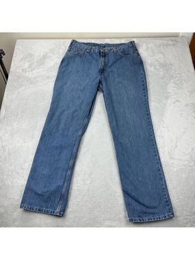 Carhartt Men's Size 36 W x 32 L Denim Relax Jeans Zipper Fly Blue Jeans